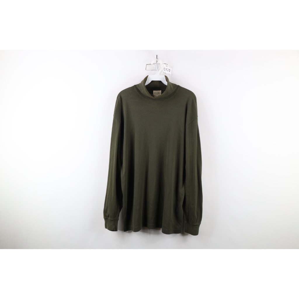 Vintage 90s Streetwear Mens Medium Faded Blank Long Sleeve Turtleneck T-Shirt
